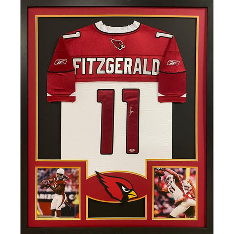 Larry Fitzgerald Autographed Signed Framed White Cardinals Jersey PSA/DNA