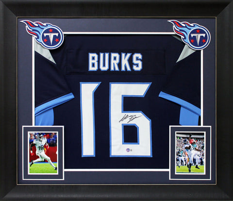 Treylon Burks Authentic Signed Navy Blue Pro Style Framed Jersey BAS Witnessed