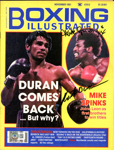 Roberto Duran & Michael Spinks Autographed Boxing Illustrated Magazine Beckett