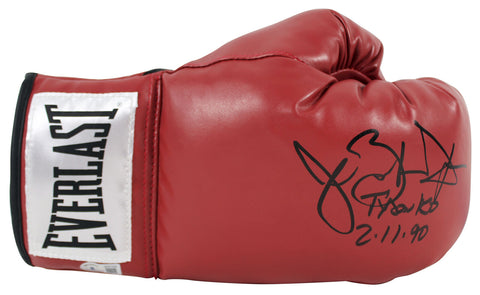 Buster Douglas "Tyson KO 2-11-90" Signed Right Hand Red Boxing Glove BAS Witness