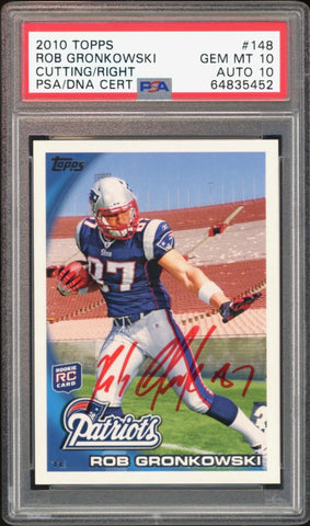 2010 Topps #148 Rob Gronkowski RC On Card Red Ink PSA 10/10 Auto GEM MINT