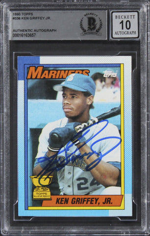 Mariners Ken Griffey Jr. Signed 1991 Topps #336 Card Auto 10! BAS Slabbed