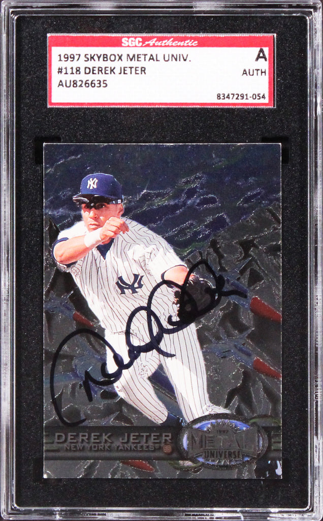 Yankees Derek Jeter Signed 1997 Skybox Metal Univ. #118 Graded A Card Super Sports Center Yankees Derek Jeter Signed 1997 Skybox Metal Univ. #118 Graded A Card Super Sports Center