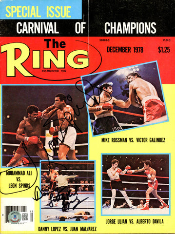 Leon Spinks & Danny Lopez Autographed Signed Ring Magazine Beckett BAS #BH29312