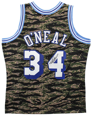 Lakers Shaquille O'Neal Camo 1996-97 M&N Signed HWC Swingman Jersey BAS Witness