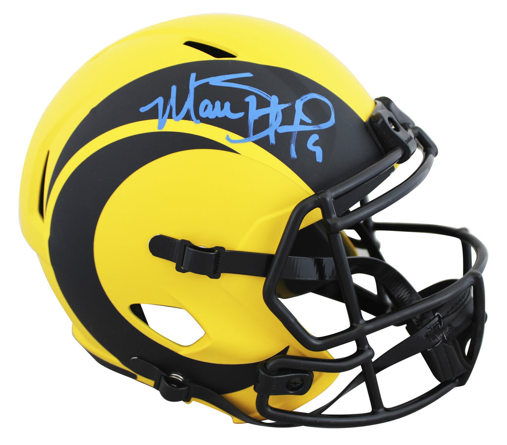 rams speedflex helmet in game Rams Matthew Stafford Authentic Signed Rave Full Size Speed Rep Helmet – Super Sports Center