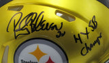 Rocky Bleier Autographed/Inscribed Flash Mini Football Helmet Steelers JSA