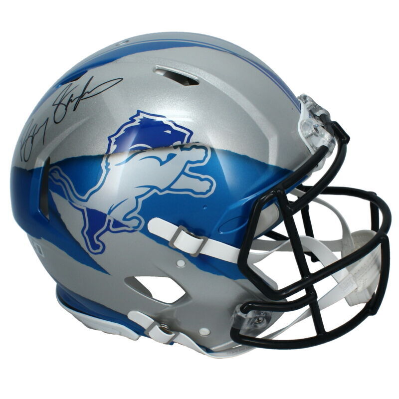 barry sanders signed football helmet Barry Sanders Autographed Lions Custom ECC Painted Authentic Helmet Be – Super Sports Center