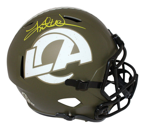Kurt Warner Signed Los Angeles Rams Spd F/S Salute Helmet BAS 40399