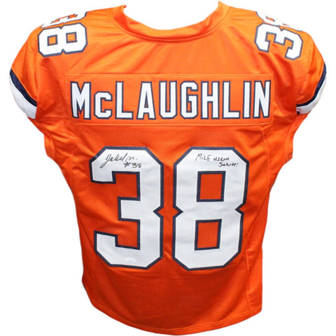Jaleel McLaughlin Autographed/Signed Orange Pro Style Jersey JSA 42958