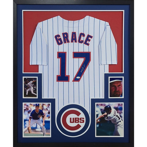 Mark Grace Autographed Signed Framed White Chicago Cubs Jersey JSA