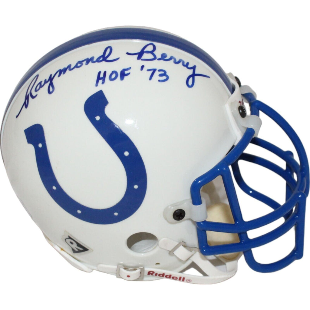 authenuc baltimore colts football helmet Raymond Berry Signed Baltimore Colts VSR4 Authentic Mini Helmet BAS 44147