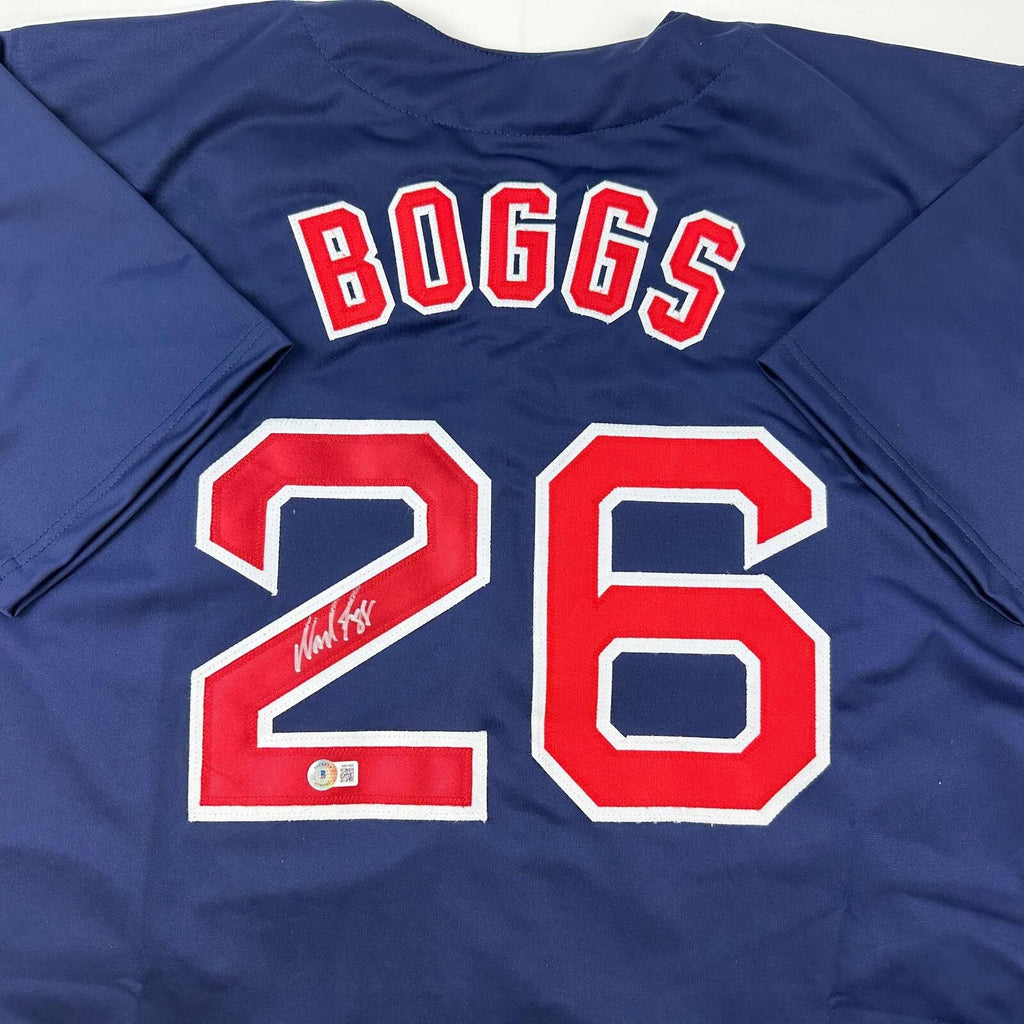  Wade Boggs Autographed Boston Blue Baseball Jersey - Hand  Signed & JSA Authenticated : Sports & Outdoors