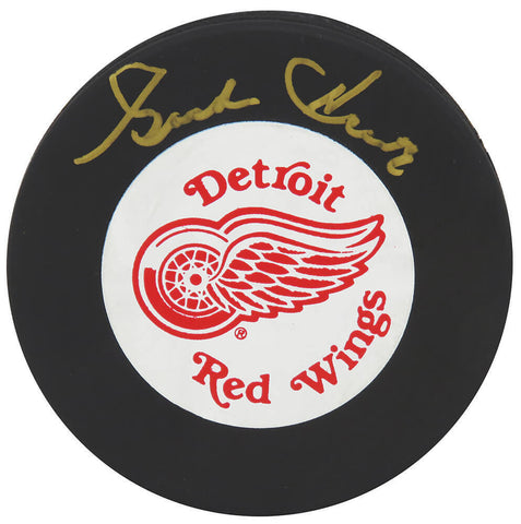 Gordie Howe Signed Detroit Red Wings Large Logo Hockey Puck (In Gold) -(JSA COA)