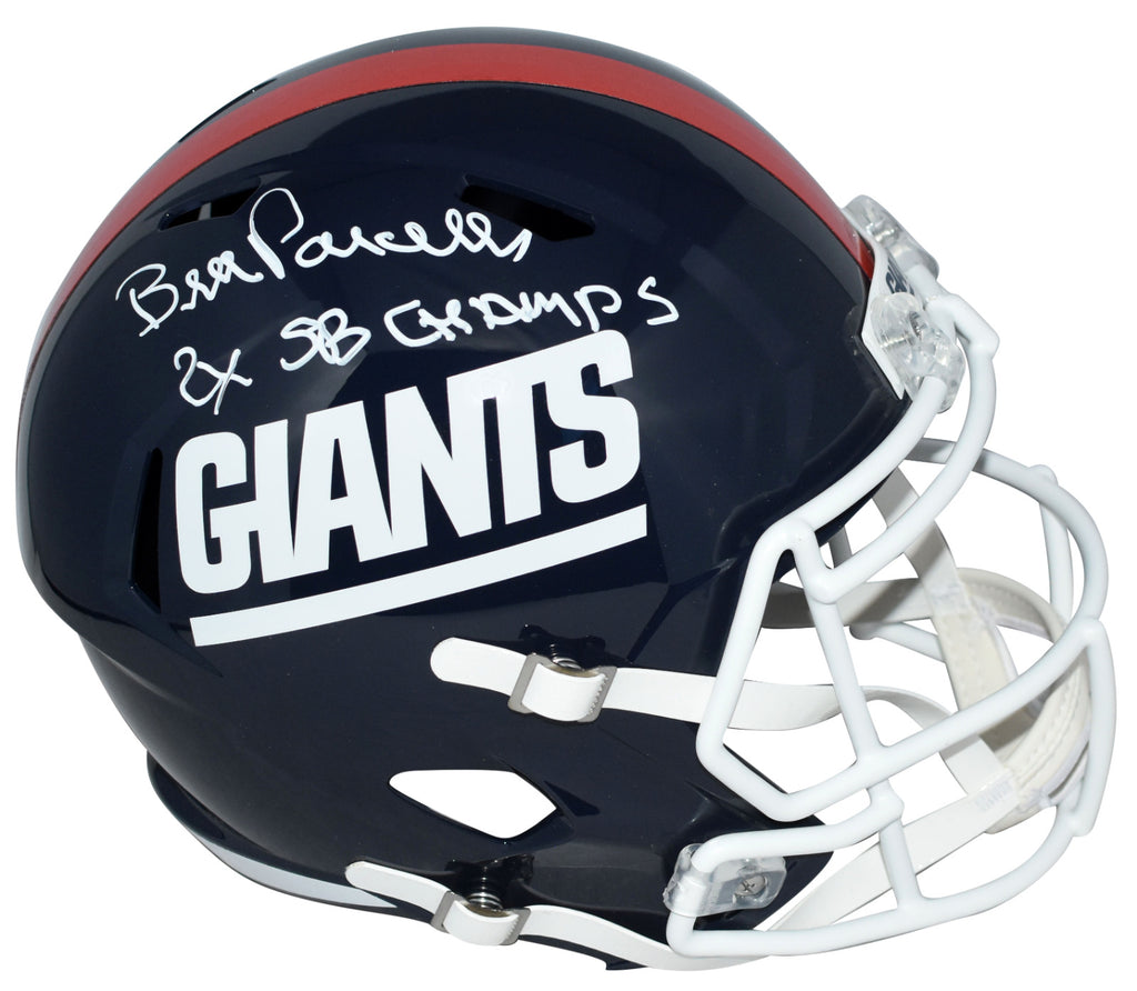 BILL PARCELLS SIGNED NEW YORK GIANTS THROWBACK FULL SIZE HELMET W/ 2X – Super Sports Center BILL PARCELLS SIGNED NEW YORK GIANTS THROWBACK FULL SIZE HELMET W/ 2X – Super Sports Center