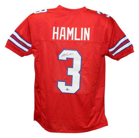 Damar Hamlin Autographed/Signed Pro Style Red XL Jersey Beckett 39940