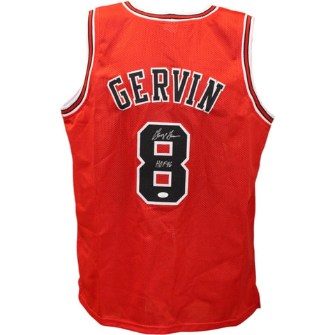 George Gervin Autographed/Signed Pro Style Red Jersey HOF JSA 43413
