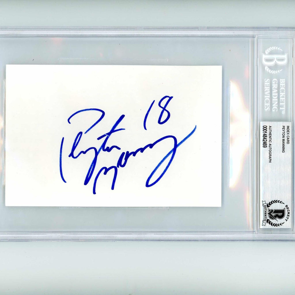 Autographed/Signed Graded Peyton Manning Index Card Authentic Beckett Super Sports Center Autographed/Signed Graded Peyton Manning Index Card Authentic Beckett Super Sports Center