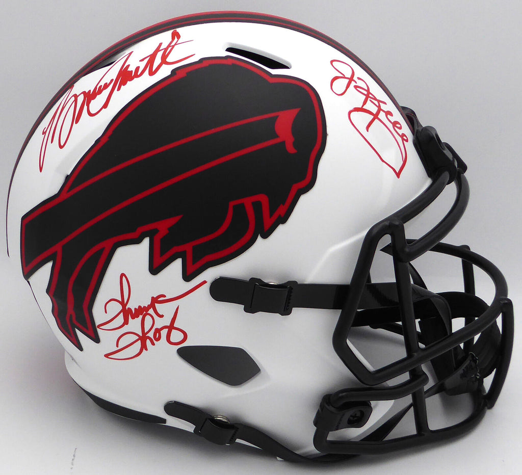 bruce smith autographed helmet Kelly, Smith & Thomas Autographed Lunar Eclipse Full Size Helmet Bills – Super Sports Center