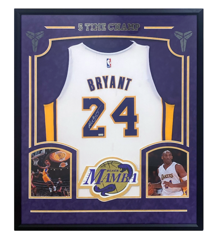 Kobe Bryant Autographed Black Mamba Custom Framed Lakers Jersey