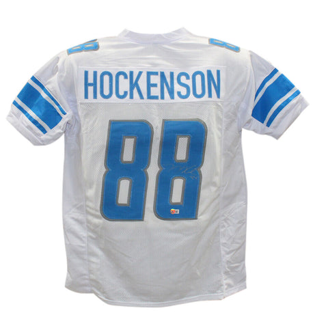 TJ Hockenson Autographed/Signed Pro Style White XL Jersey Beckett 39321