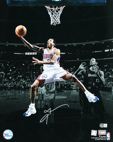 76ers Allen Iverson Signed 16x20 Vertical Spotlight Photo BAS Witnessed #W892567