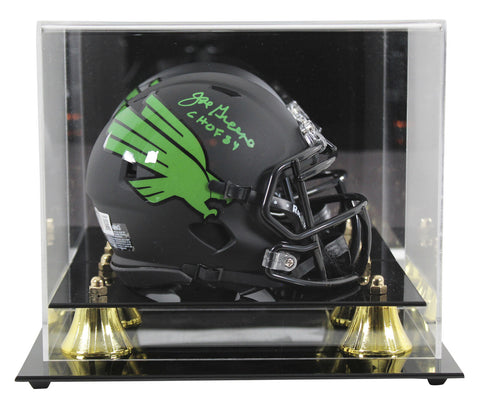 North Texas Joe Greene CHOF 87 Signed Black Speed Mini Helmet w/ Case BAS Wit