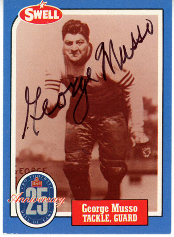 George Musso Autographed/Signed Chicago Bears 1988 Swell HOF Card 43200