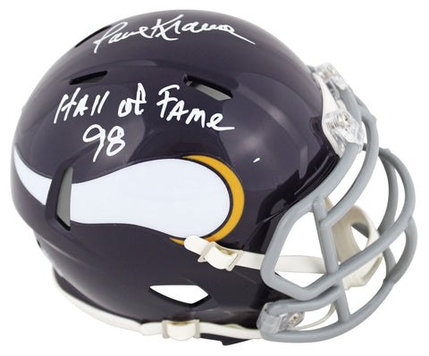 Vikings Paul Krause "Hall Of Fame 98" Signed Speed Mini Helmet BAS Wit #1W026509