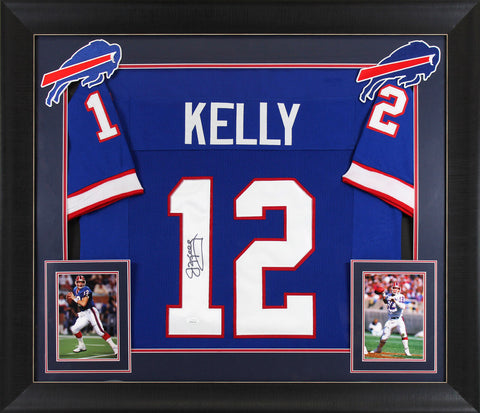 Jim Kelly Authentic Signed Blue Pro Style Framed Jersey Autographed BAS Witness