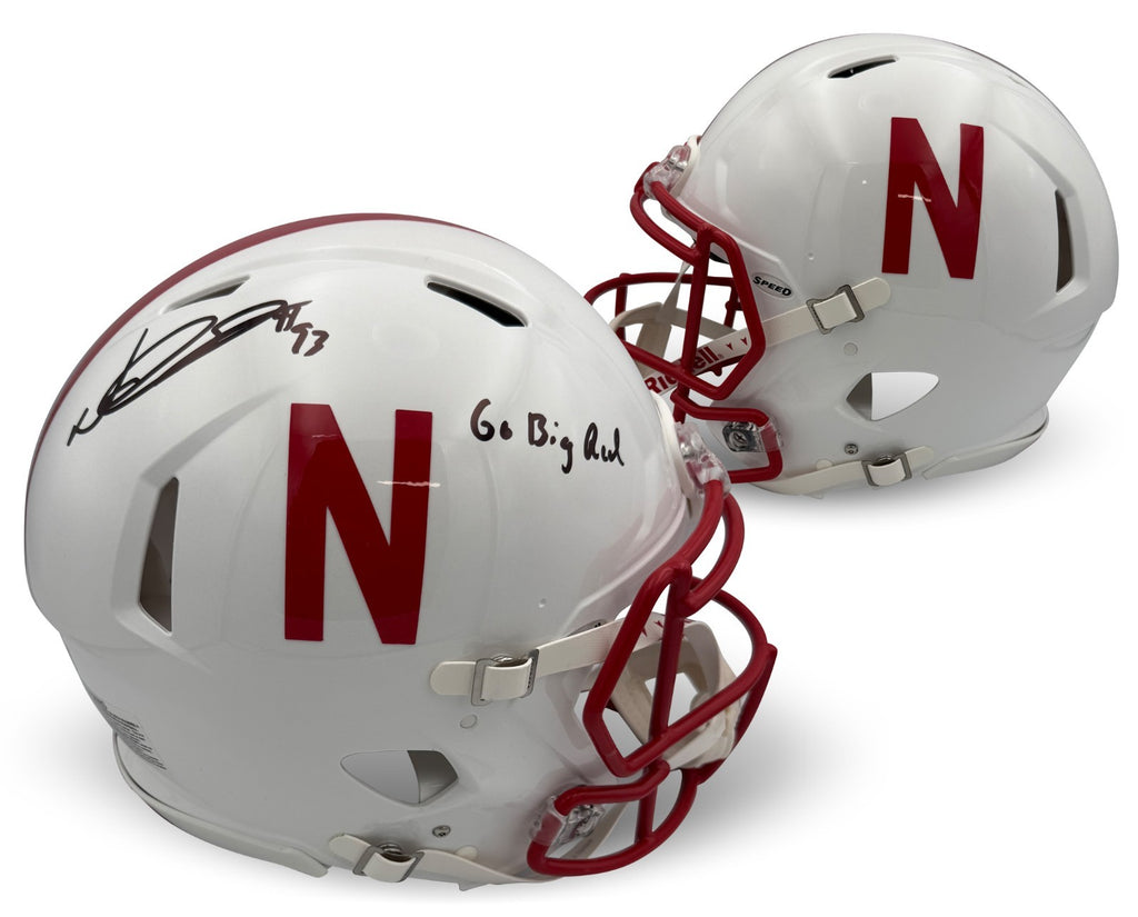 biggest football helmet size Ndamukong Suh Autographed Nebraska Full Size Authentic Helmet GO BIG R – Super Sports Center