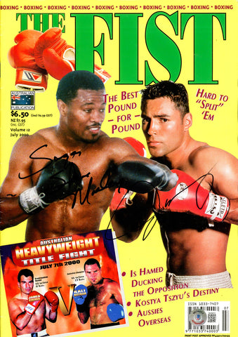 Oscar De La Hoya & Sugar Shane Mosley Autographed The Fist Magazine Beckett