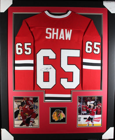 ANDREW SHAW (Blackhawks red TOWER) Signed Autographed Framed Jersey JSA