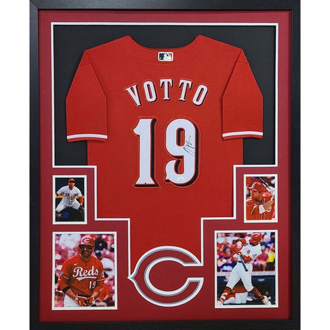 Joey Votto Autographed Signed Framed Red Cincinnati Reds Jersey JSA