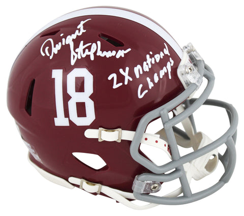 Alabama Dwight Stephenson" 2x National Champs" Signed Speed Mini Helmet BAS Wit