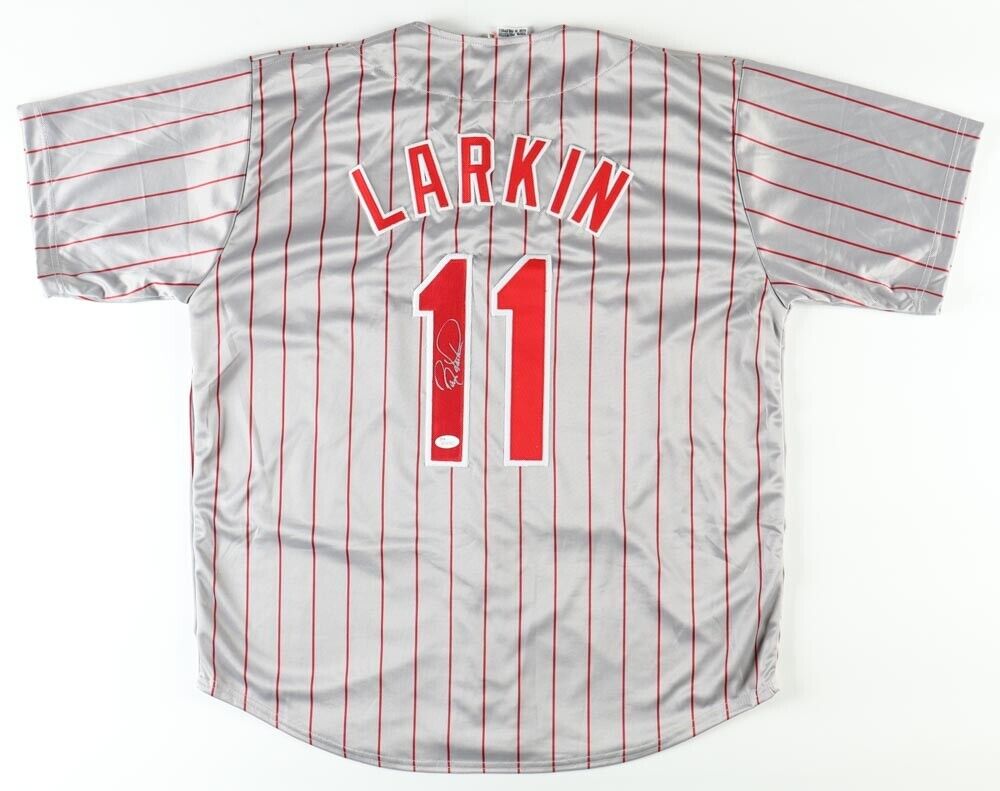 Barry Larkin Signed Cincinnati Red jersey (JSA) 12xAll Star