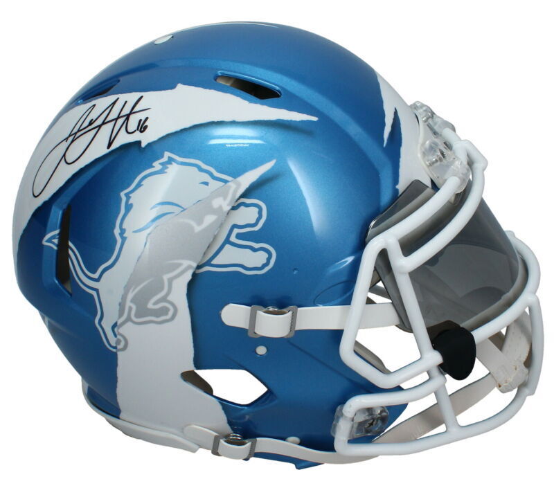 custom football helmet painting near me Jared Goff Autographed Lions Custom ECC Painted Ripped Authentic Helme – Super Sports Center