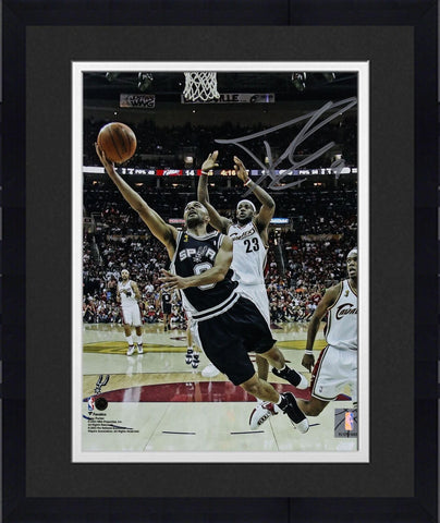 FRMD Tony Parker Spurs Signed 8x10 2007 NBA Finals Layup vs Cavaliers Photo