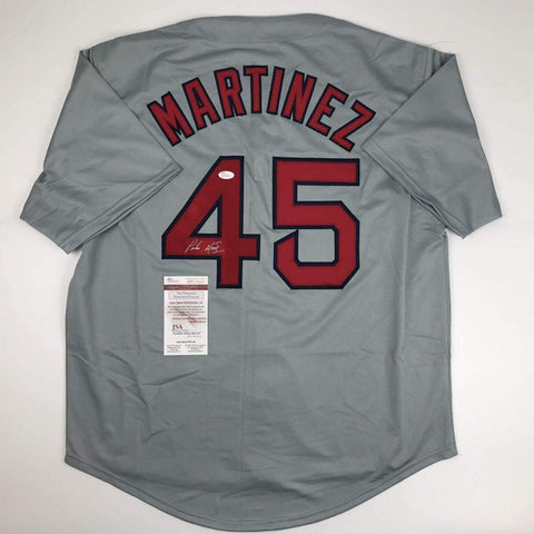 Autographed/Signed Pedro Martinez Boston Grey Baseball Jersey JSA COA