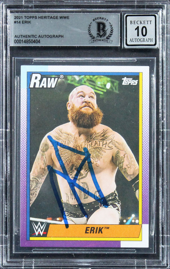 wwe graded cards Erik Signed 2021 Heritage WWE #14 Card Auto Graded Gem Mint 10! BAS Sl –  Super Sports Center