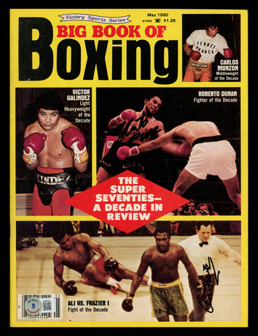 Roberto Duran & Mercante Autographed Big Book of Boxing Magazine Beckett BK08738