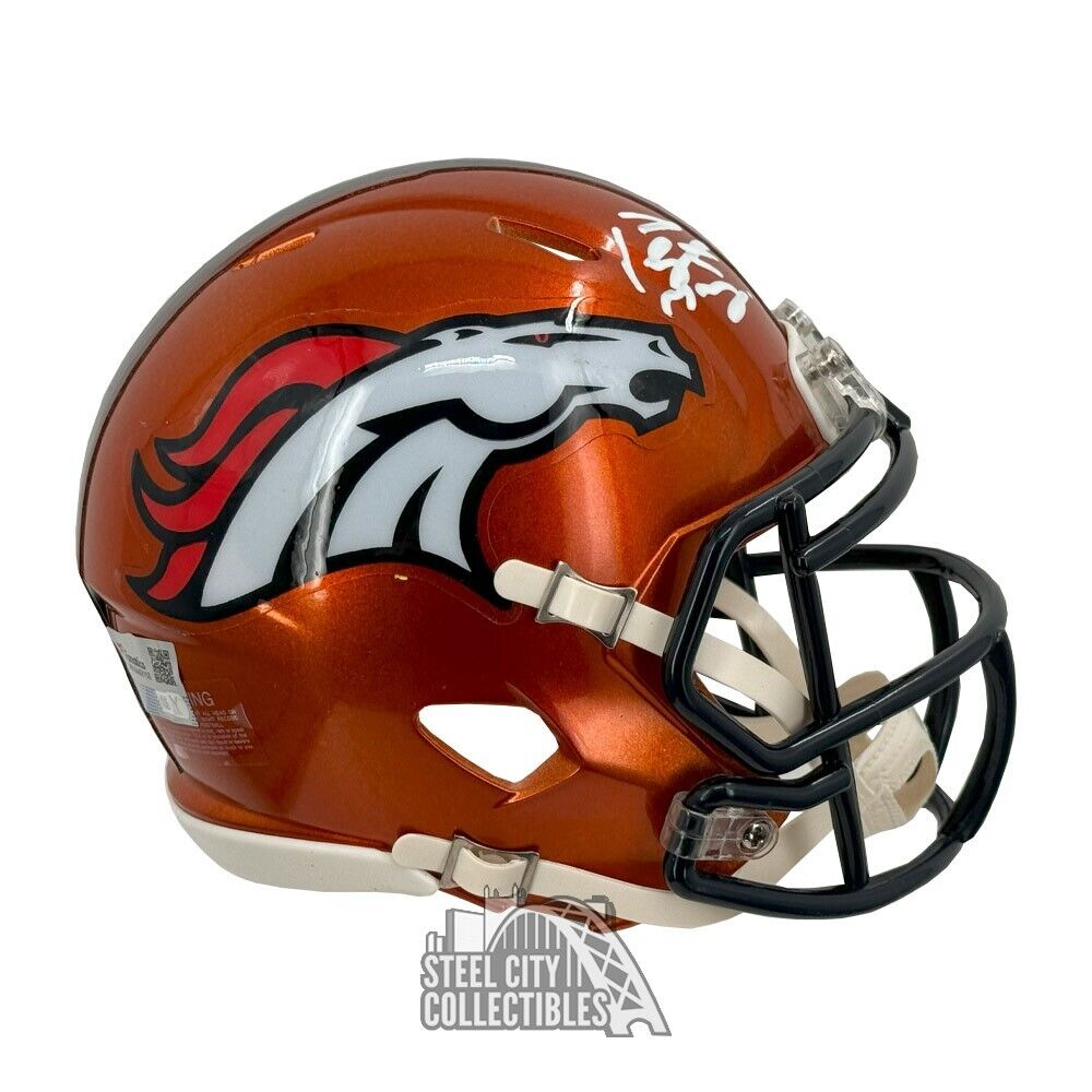 autographed mini football helmets Peyton Manning Autographed Denver Flash Mini Football Helmet