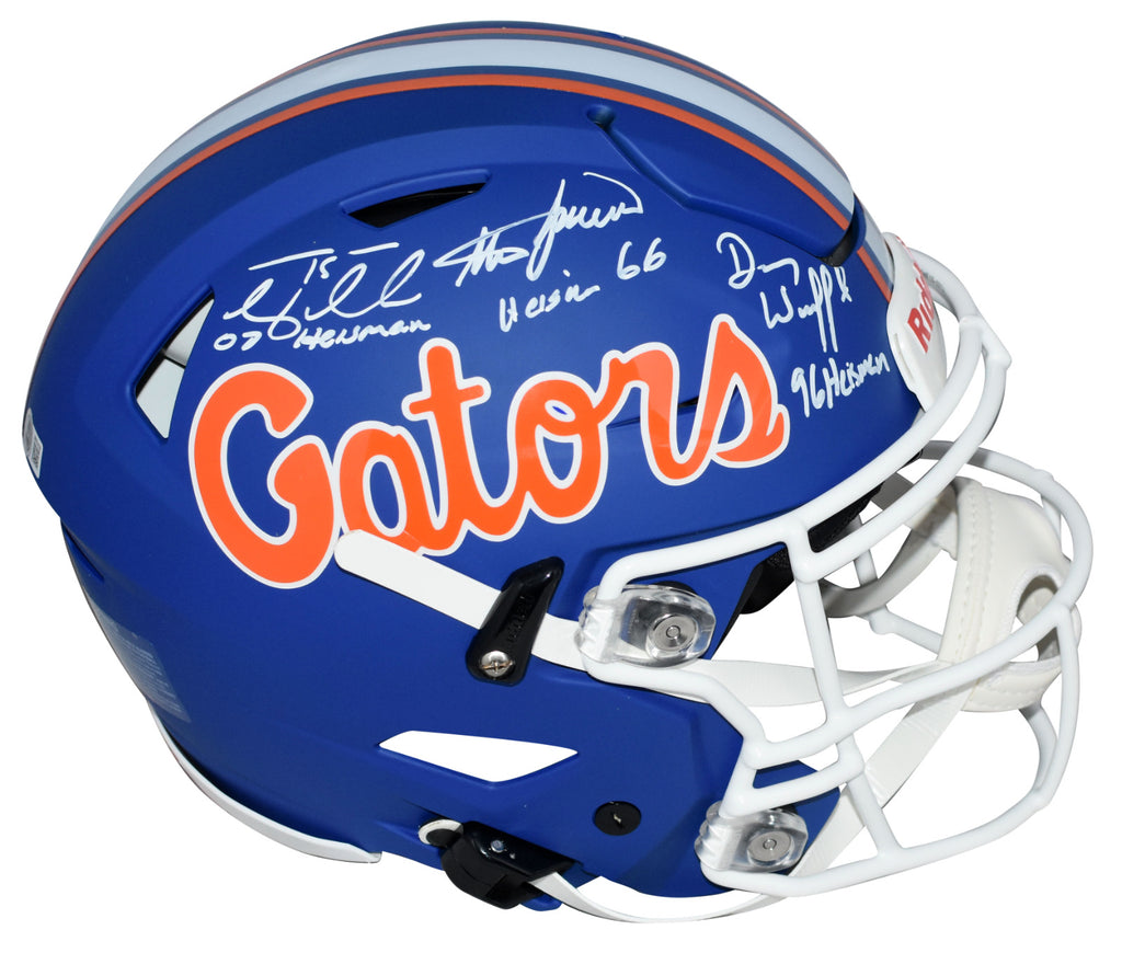 blue speedflex helmet TIM TEBOW STEVE SPURRIER DANNY WUERFFEL SIGNED FLORIDA BLUE SPEEDFLEX – Super Sports Center