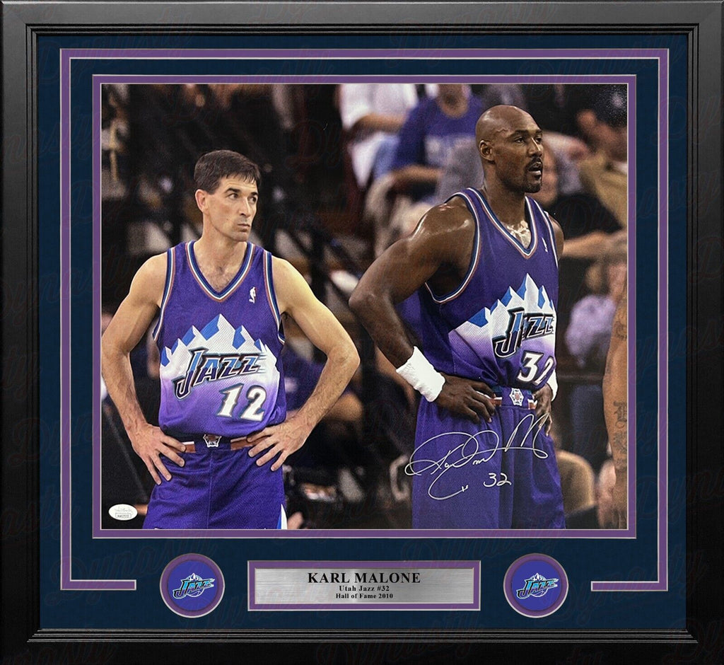 Karl Malone with Stockton Utah Jazz Autographed 16x20 Framed Photo