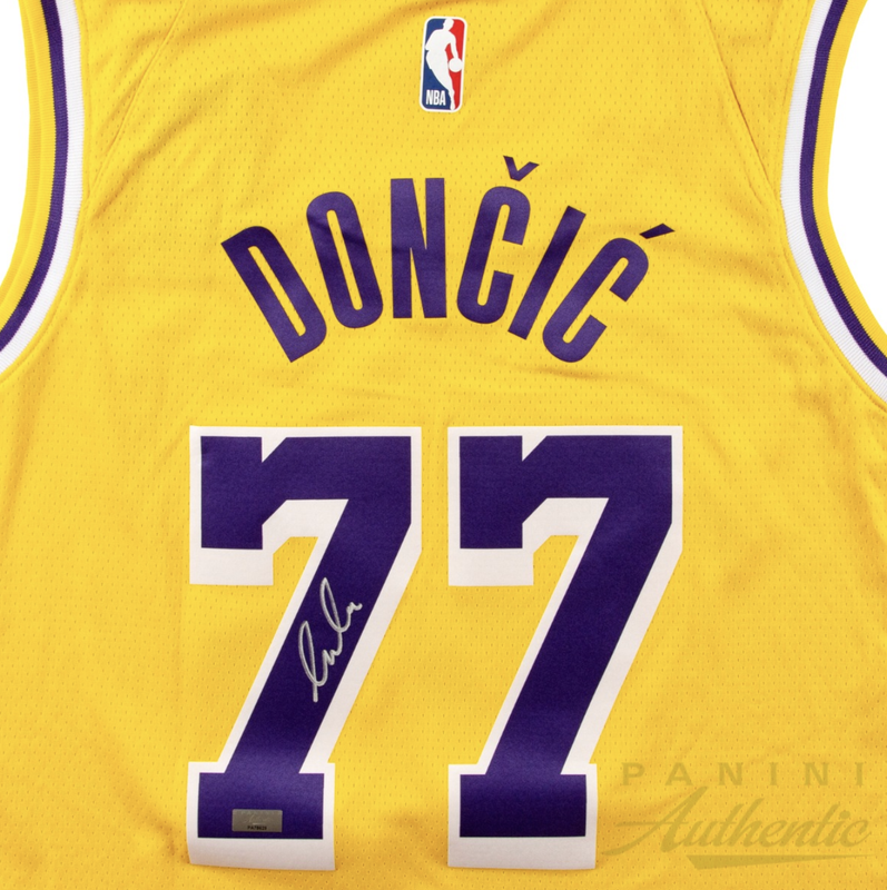 Luka Doncic Autographed Los Angeles Lakers Gold Nike Swingman