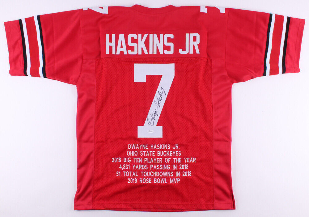 Dwayne Haskins Signed Ohio State Buckeyes Career Stat Jersey (JSA