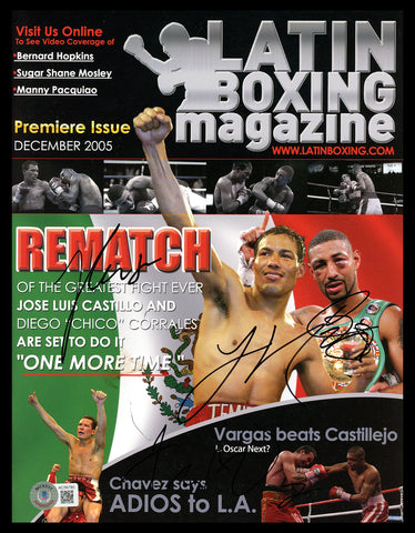 Boxing Legends Autographed Latin Boxing Magazine 4 Sigs Chavez Corrales Beckett