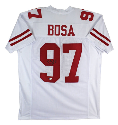 Nick Bosa Authentic Signed White Pro Style Jersey Autographed BAS Witnessed