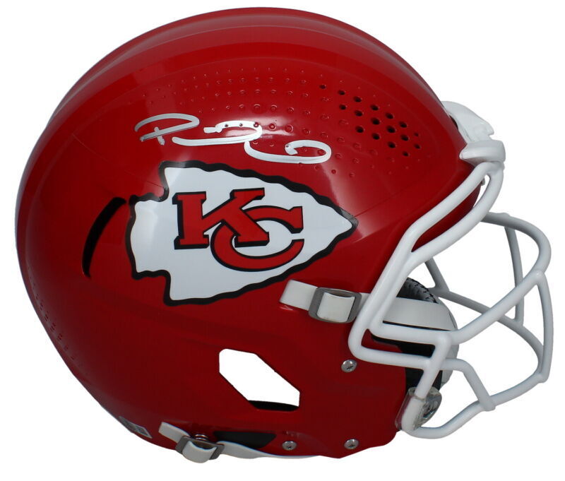 chiefs football helmets Patrick Mahomes Autographed Kansas City Chiefs Vicis Authentic Helmet – Super Sports Center