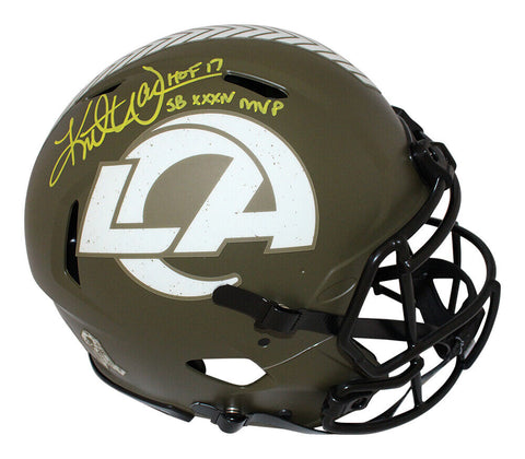 Kurt Warner Signed Los Angeles Rams Authentic Salute Helmet BAS 40392